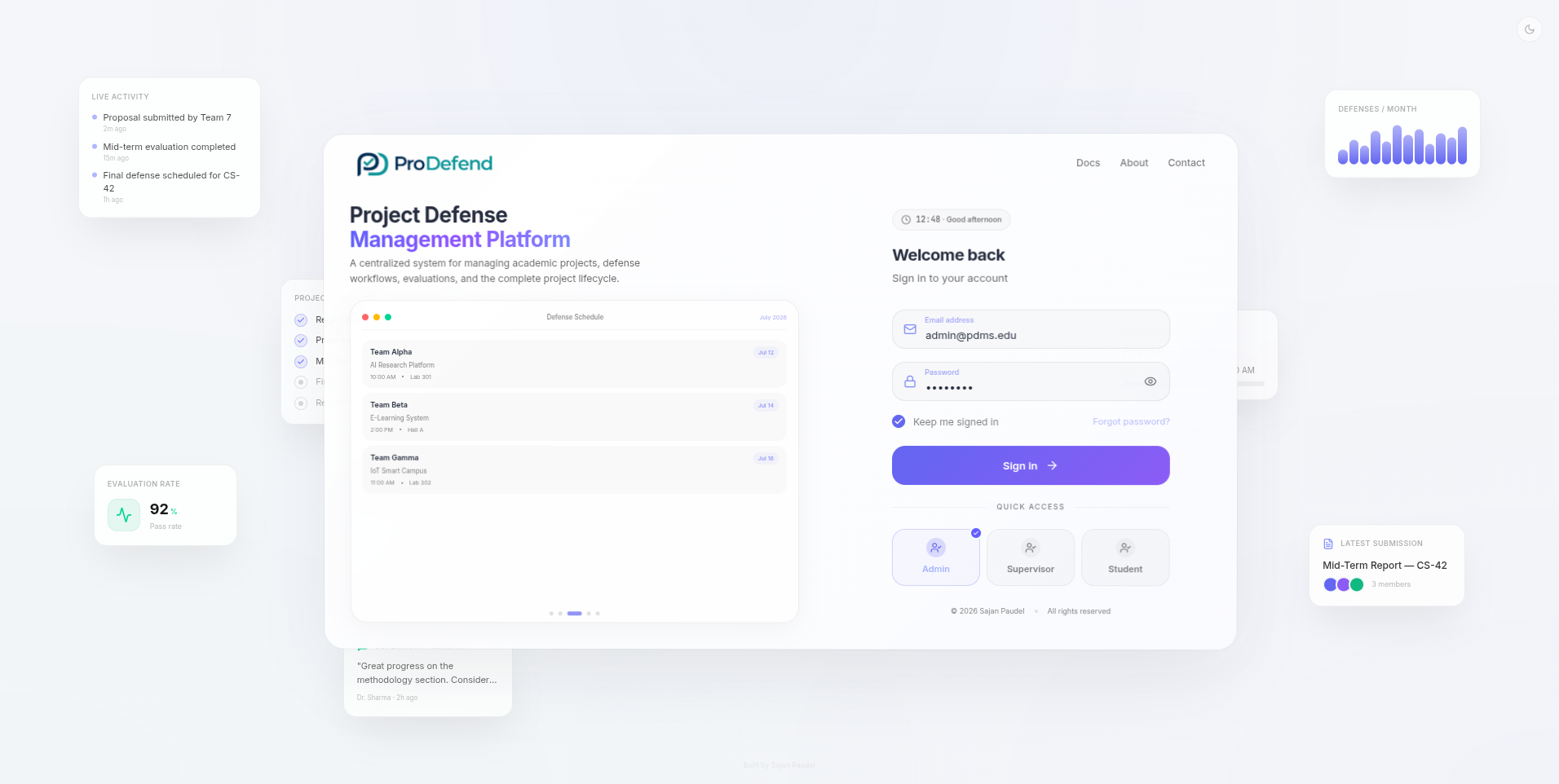ProDefence project defense management system dashboard